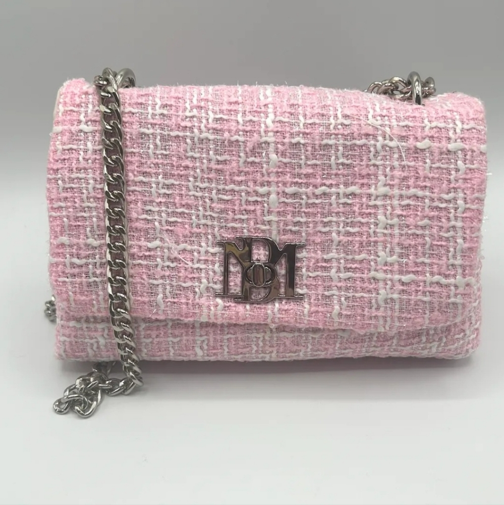 NWT Light Pink Tweed Badgley Mischka Crossbody